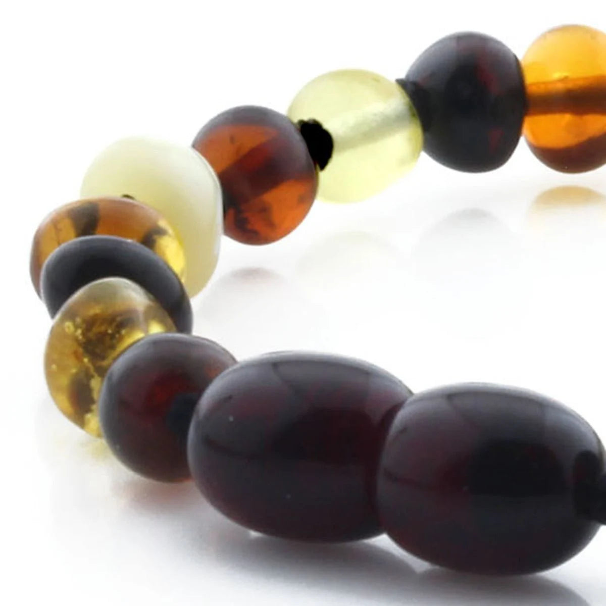 Baltic Amber Teething Bracelet. Baroque Multicolour 5mm - BA75