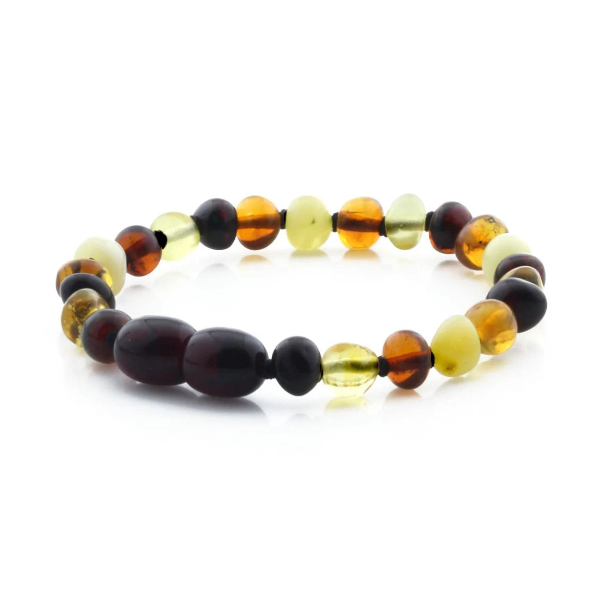 Baltic Amber Teething Bracelet. Baroque Multicolour 5mm - BA75