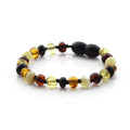 Black and multicolour Baltic amber baroque children's bracelet, 14cm