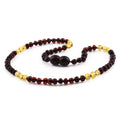 Dark cognac Baltic amber baroque children's necklace, 32cm