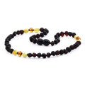 Yellow and black Baltic amber children's necklace, 32cm