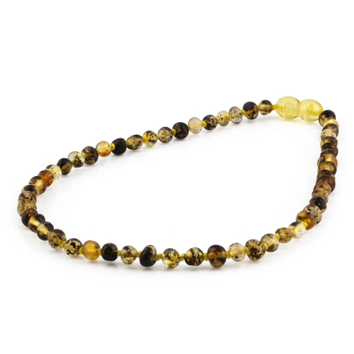 Baltic Amber Teething Necklace. Baroque Green 5mm - BA83