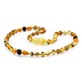 Yellow and green Baltic amber children's necklace, 32cm