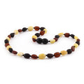 Multicolour Baltic amber olive junior necklace, 38cm