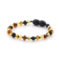 Black and multicolour Baltic amber baroque children's bracelet, 14cm