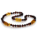 Dark cognac Baltic amber children's necklace, 33cm