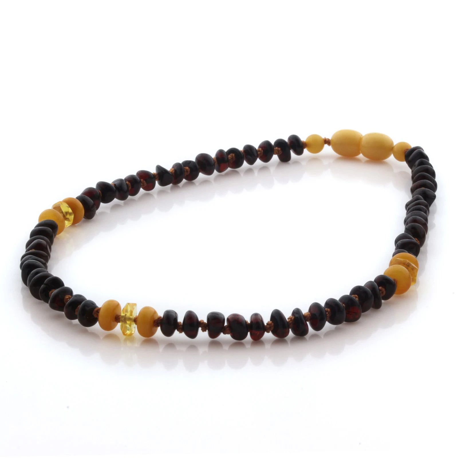 Natural Baltic Amber Teething Necklace. Roud Flat LE105