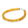 Adult Baltic Amber & 925 Sterling Silver Clasp Bracelet 18cm. Ba Yellow Matte A S.