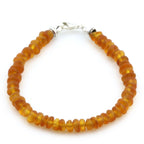 Adult Baltic Amber & 925 Sterling Silver Clasp Bracelet 18cm. Ro Light Cognac Matte ss.