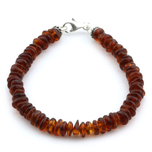 Adult Baltic Amber & 925 Sterling Silver Clasp Bracelet 18cm. Ro Cognac s.