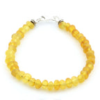 Adult Baltic Amber & 925 Sterling Silver Clasp Bracelet 18cm. Ba Yellow Matte s.