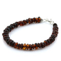 Adult Baltic Amber & 925 Sterling Silver Clasp Bracelet 18cm. Ro Cognac ss.
