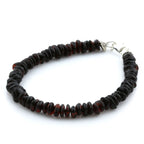 Adult Baltic Amber & 925 Sterling Silver Clasp Bracelet 18cm. Ro Dark Cognac s.