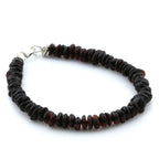 Adult Baltic Amber & 925 Sterling Silver Clasp Bracelet 18cm. Ro Dark Cognac s.