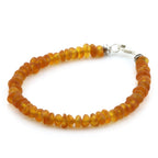 Adult Baltic Amber & 925 Sterling Silver Clasp Bracelet 18cm. Ro Light Cognac Matte ss.