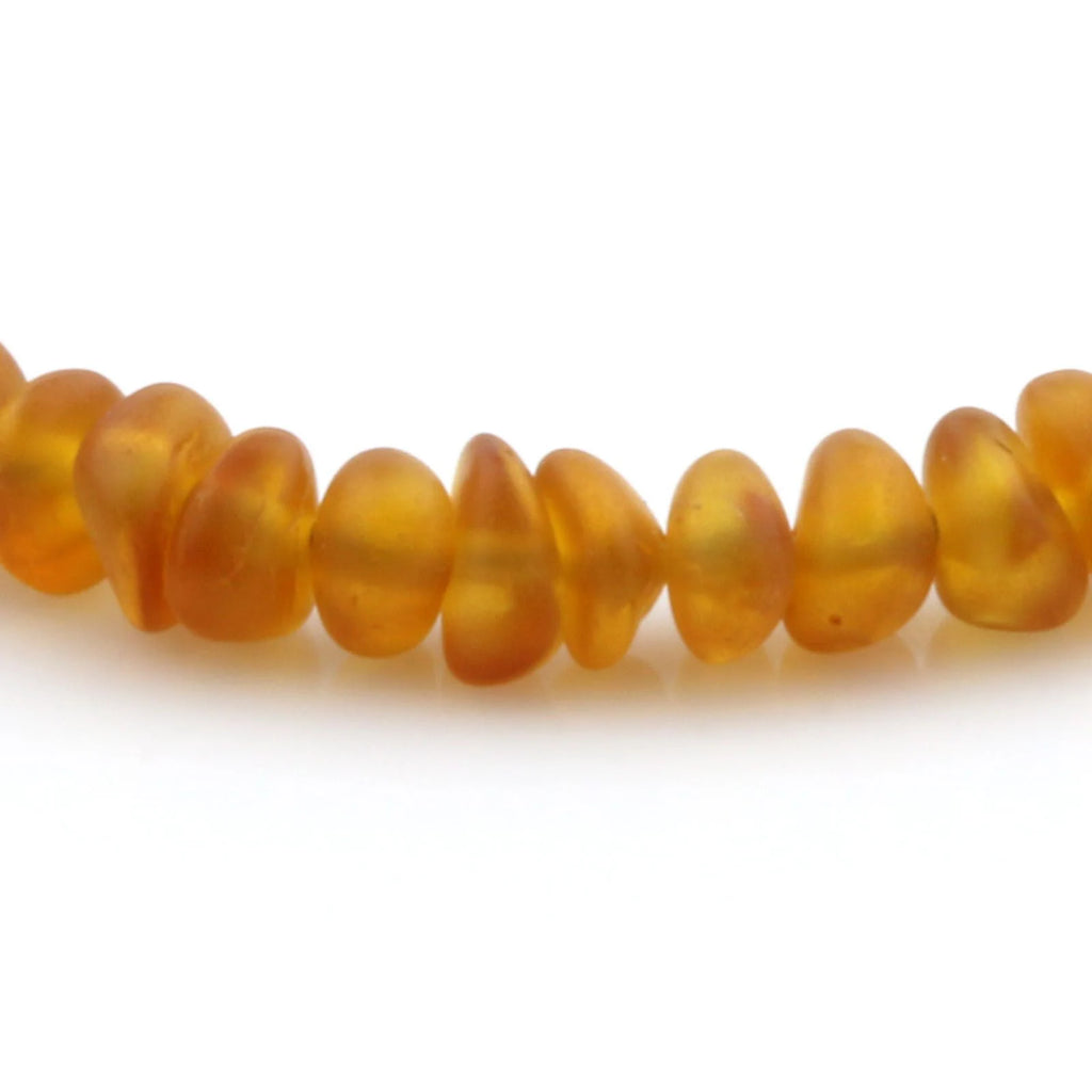 Adult Baltic Amber & 925 Sterling Silver Clasp Bracelet 18cm. Ro Light Cognac Matte ss.