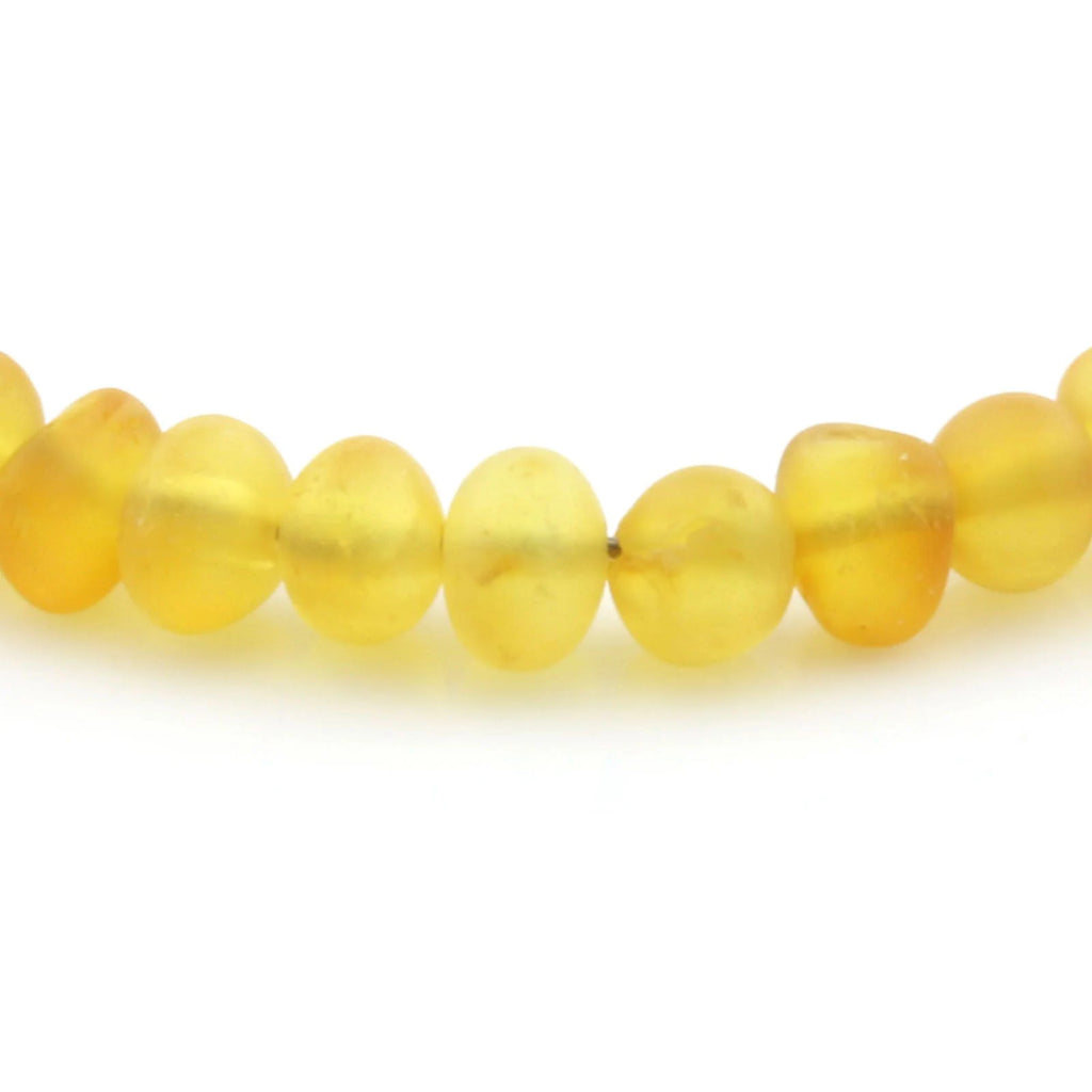 Adult Baltic Amber & 925 Sterling Silver Clasp Bracelet 18cm. Ba Yellow Matte s.