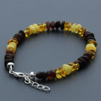 Adult Baltic Amber Bracelet & 925 Sterling Silver Clasp 18cm. LE08