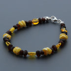 Adult Baltic Amber Bracelet & 925 Sterling Silver Clasp 18cm. LE18