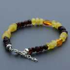 Adult Baltic Amber Bracelet & 925 Sterling Silver Clasp 18cm. LE21