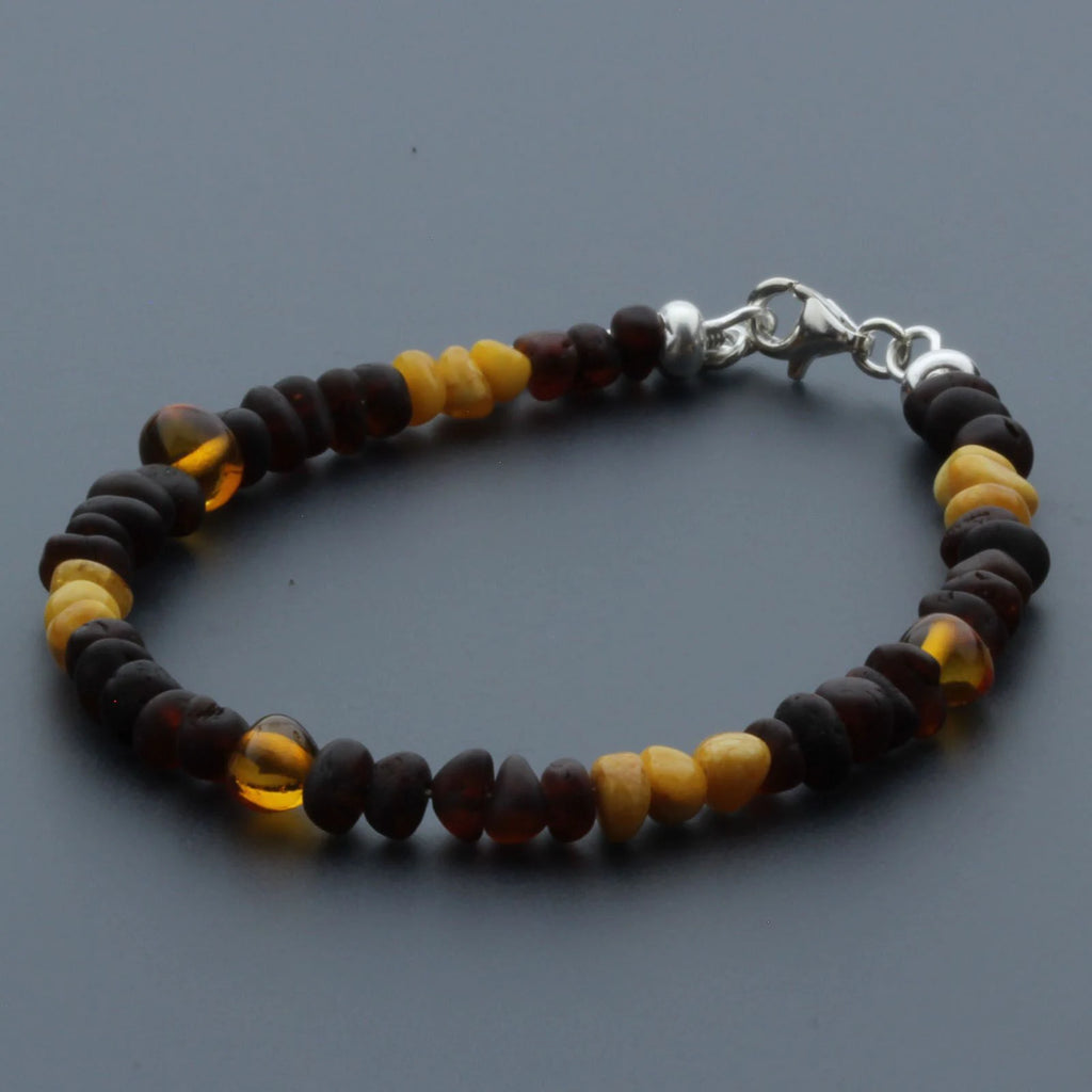 Adult Baltic Amber Bracelet & 925 Sterling Silver Clasp 18cm. LE09