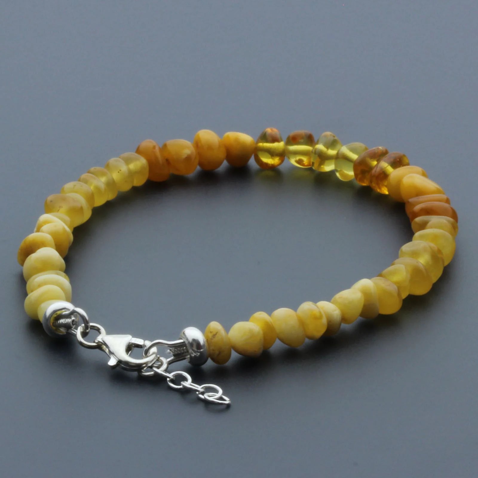 Adult Baltic Amber Bracelet & 925 Sterling Silver Clasp 18cm. LE14