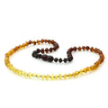 Rainbow and multicolour Baltic amber baroque adult necklace, 45cm