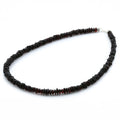 ADULT BALTIC AMBER & 925 STERLING SILVER CLASP NECKLACE 45CM. RO DARK COGNAC S.