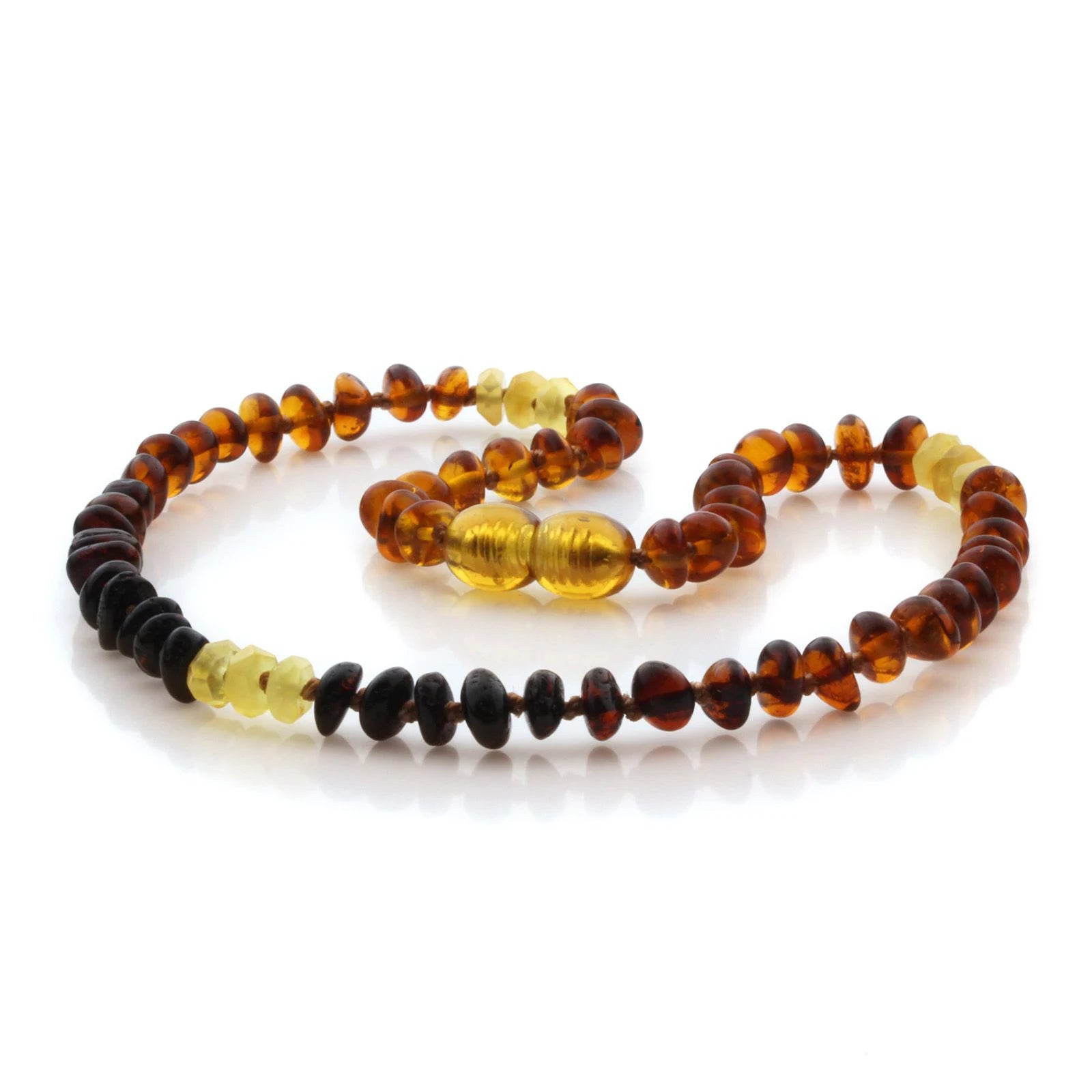 Natural Baltic Amber Teething Necklace. Round Flat LE90