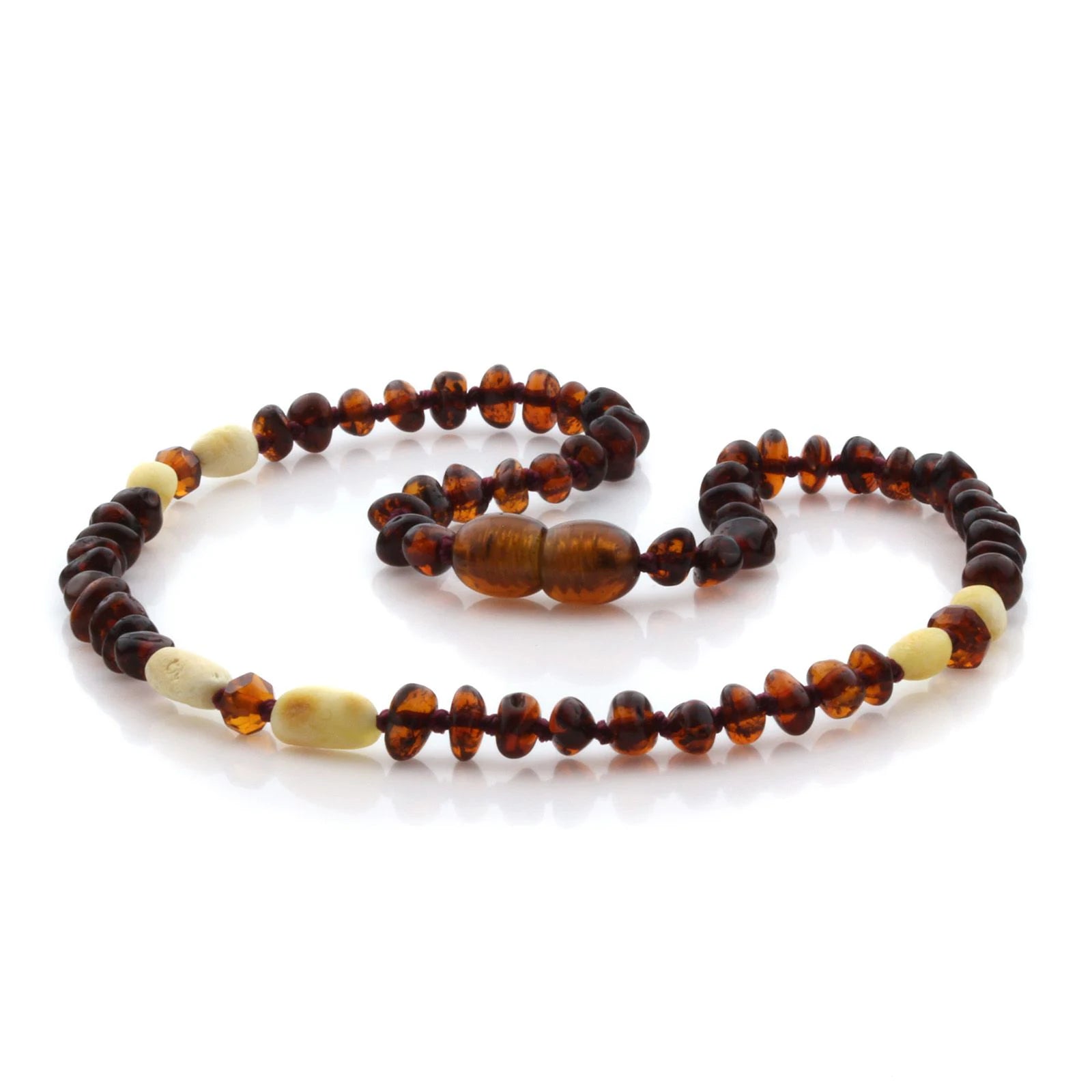 Natural Baltic Amber Teething Necklace. Round Flat LE91
