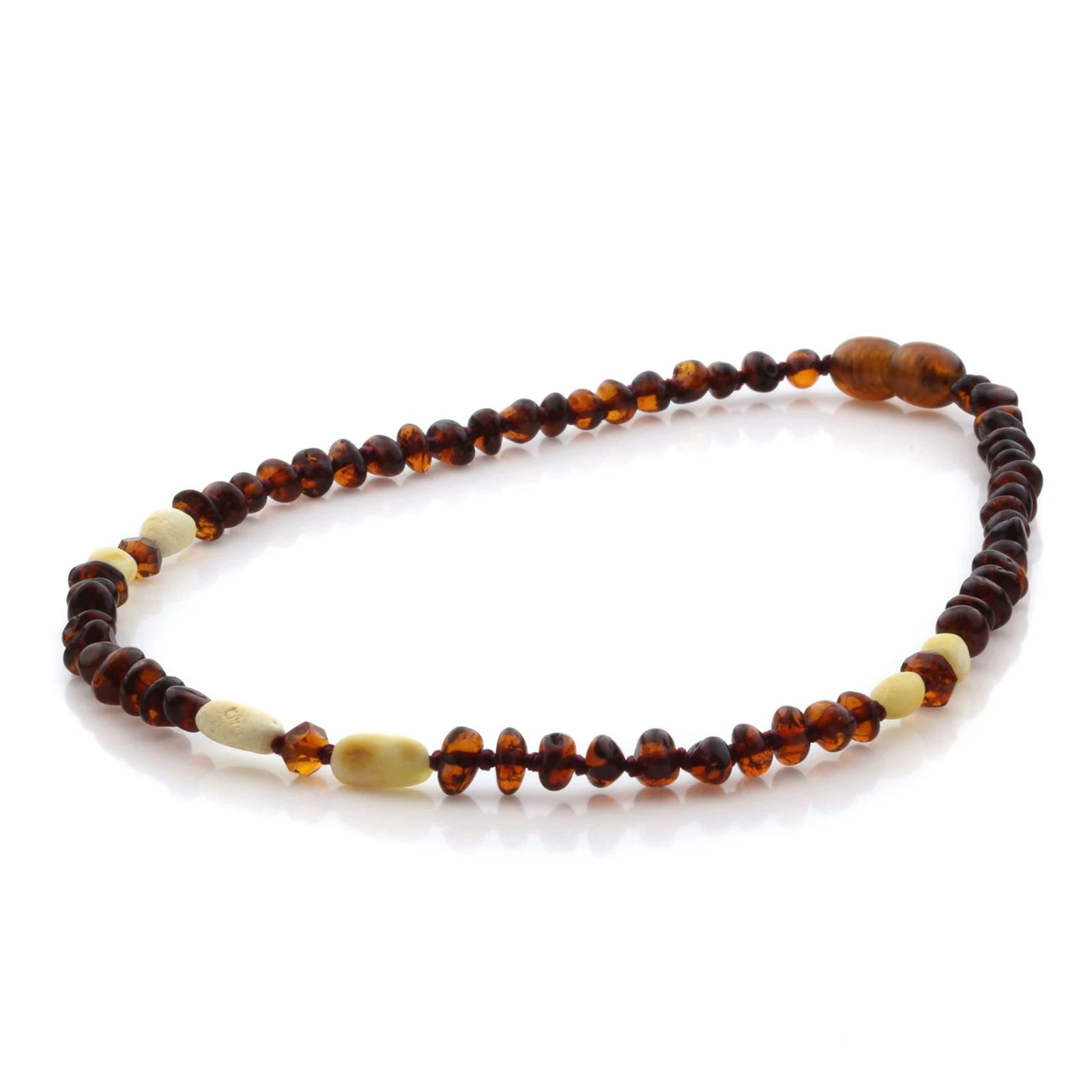 Natural Baltic Amber Teething Necklace. Round Flat LE91